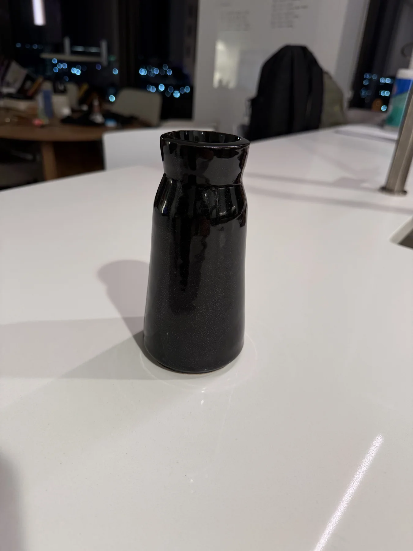 Black glazed vase